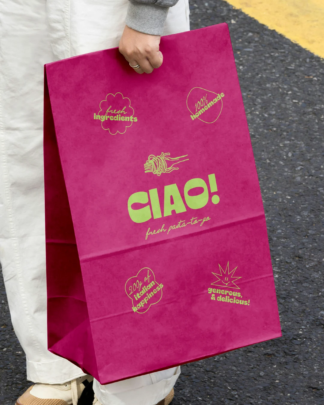 Sac à emporter Ciao! — design par Marion Gosse